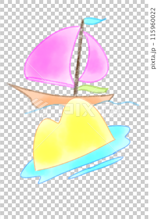 斜めの島とヨット 115960022