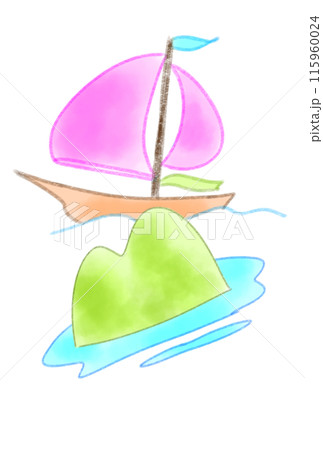 斜めの島とヨット 115960024