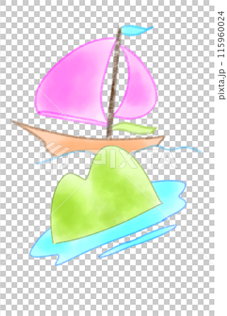 斜めの島とヨット 115960024