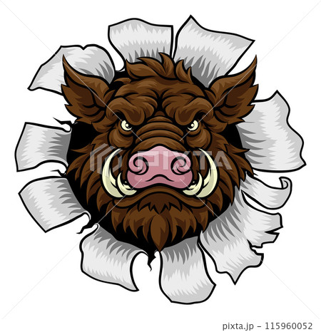 Boar Wild Hog Razorback Warthog Pig Sports Mascot Boar Wild Hog Razorback Warthog Pig Sports Mascot 115960052