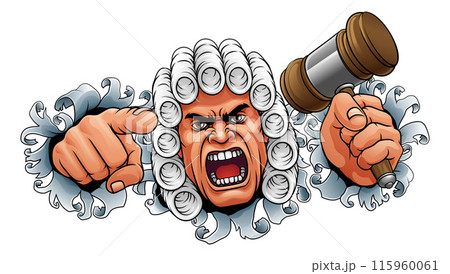Angry Judge Hammer Gavel Cartoon Character 115960061