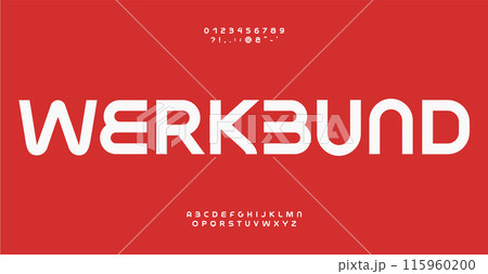 Contemporary bold alphabet, geometric minimalist bauhaus sans-serif letters, numbers and symbols, streamlined font for signage, logo, monogram, headline, werkbund typographic design. Vector typeset Contemporary bold alphabet, geometric minimalist bauhaus sans-serif letters, numbers and symbols, streamlined font for signage, logo, monogram, headline, werkbund typographic design. Vector typeset 115960200