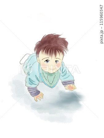 ハイハイをする赤ちゃんのイラスト ハイハイをする赤ちゃんのイラスト 115960347