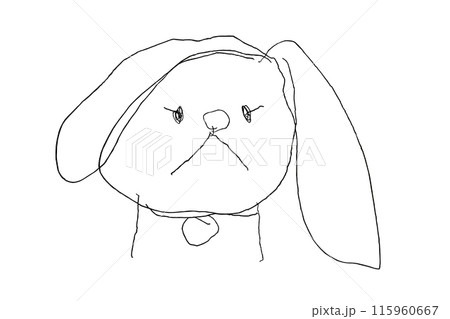 子供の描いた絵。なんだろう？犬のように見えるけど。気合いが入ってる 