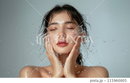 水で潤う女性のイラスト素材 [115960805] - PIXTA