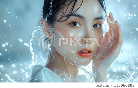 水で潤う女性のイラスト素材 [115960898] - PIXTA