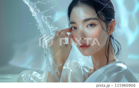 水で潤う女性のイラスト素材 [115960908] - PIXTA
