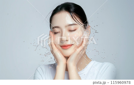 水で潤う女性のイラスト素材 [115960978] - PIXTA