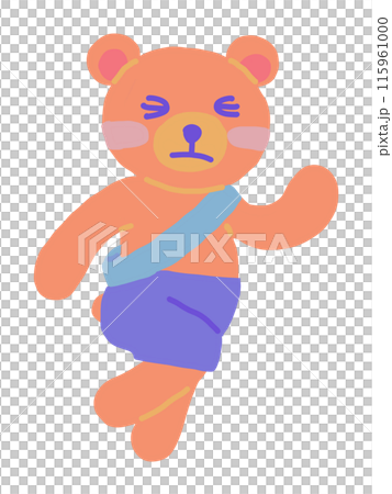 An illustration of a bear with a painful expression wearing shorts running in a relay race An illustration of a bear with a painful expression wearing shorts running in a relay race 115961000