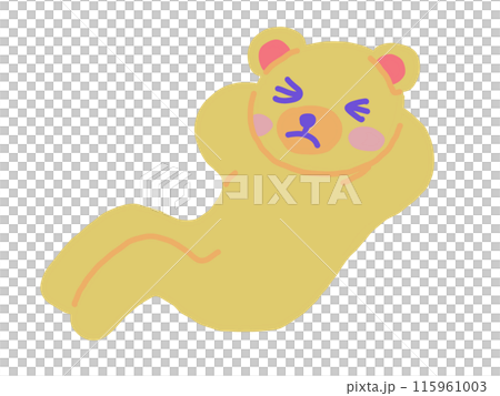 一隻臉蛋痛苦的熊做仰臥起坐的插圖 115961003