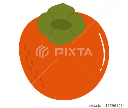 Fruit persimmon in cartoon hand drawn simple style. Editable variable color Fruit persimmon in cartoon hand drawn simple style. Editable variable color 115961054