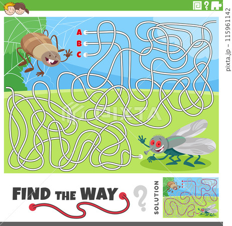 maze activity game with cartoon insects characters 115961142