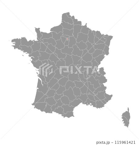 Paris department map, administrative division of France. Vector illustration. Paris department map, administrative division of France. Vector illustration. 115961421