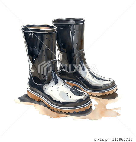 白背景にレインブーツの水彩イラストのイラスト素材 [115961719] - PIXTA