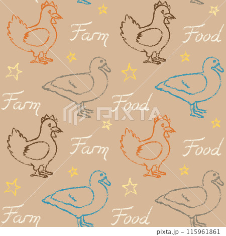 Seamless pattern with farm birds Seamless pattern with farm birds 115961861