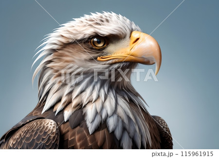 portrait of an eagle, isolated on a blue background portrait of an eagle, isolated on a blue background 115961915