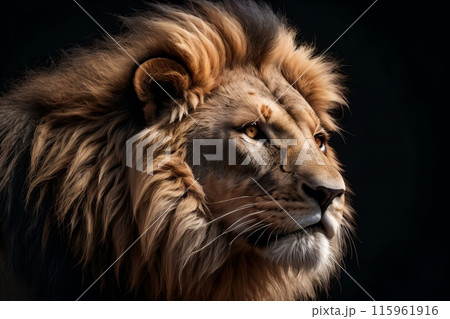 portrait of a formidable tiger, isolated on a black background portrait of a formidable tiger, isolated on a black background 115961916