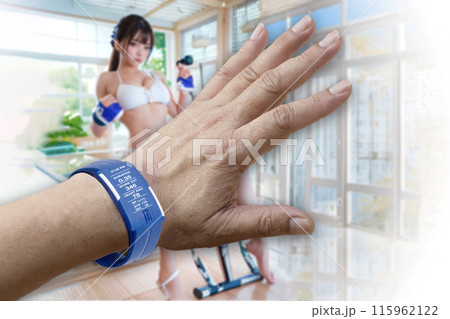 Smartwatch for people who have healthy lifestyle and like to exercise. 115962122