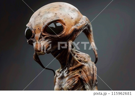 Alien on a dark background with a shadow 115962681