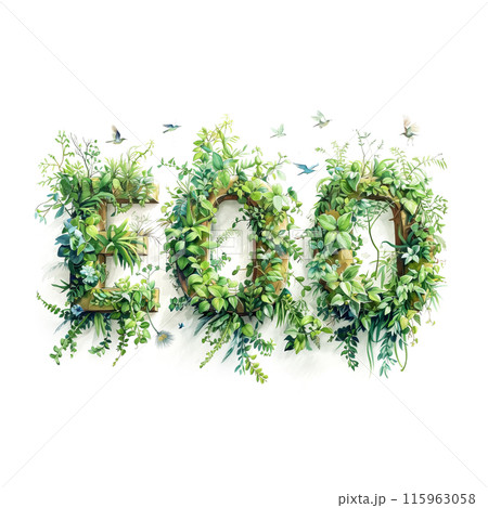 白背景にエコのイメージの水彩イラスト 115963058