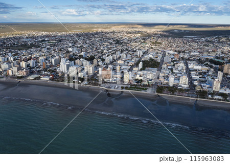 Puerto Madryn City, entrance portal to the Peninsula Valdes natural reserve, World Heritage Site, Patagonia, Argentina. Puerto Madryn City, entrance portal to the Peninsula Valdes natural reserve, World Heritage Site, Patagonia, Argentina. 115963083