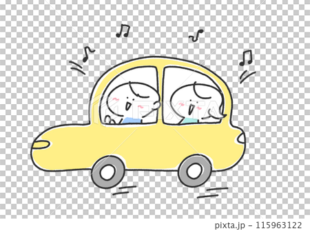 Smiling men and women driving, driving, couple, date 115963122