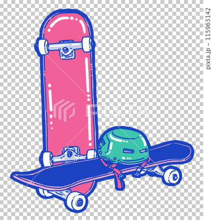 Skateboard and helmet illustration 115963142