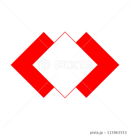 シンプル赤色三連ひし形見出しフレーム_和風_単品 115963553