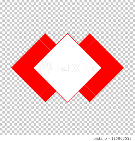 シンプル赤色三連ひし形見出しフレーム_和風_単品 115963553