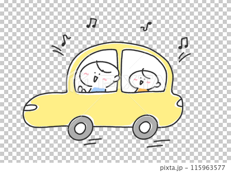 Parents and children going out by car, picking up and dropping off, leisure, father, son 115963577