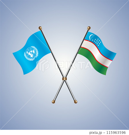 United Nations and Uzbekistan flags relations 115963596