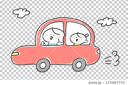 車でお出かけする親子　送り迎え　レジャー　母親　娘 115963733