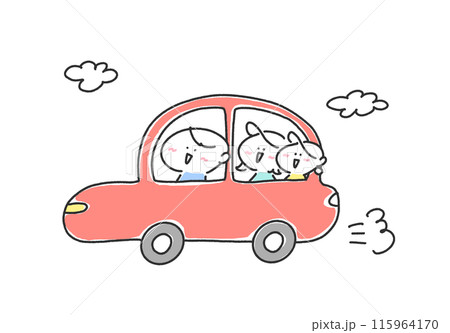 車でお出かけする3人家族　レジャー　旅行 115964170