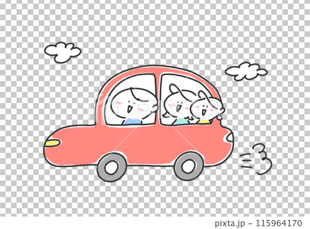 車でお出かけする3人家族　レジャー　旅行 115964170