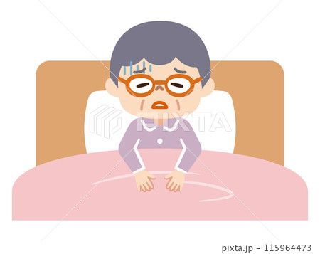 寝たきりのシニア女性のイラスト 115964473