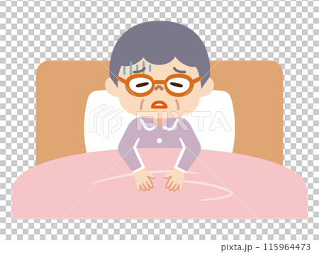 寝たきりのシニア女性のイラスト 115964473