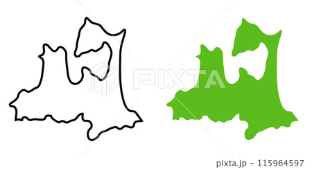 シンプルな日本の青森県の地図のアイコンイラスト 115964597