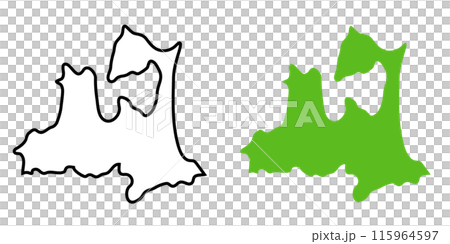 シンプルな日本の青森県の地図のアイコンイラスト 115964597