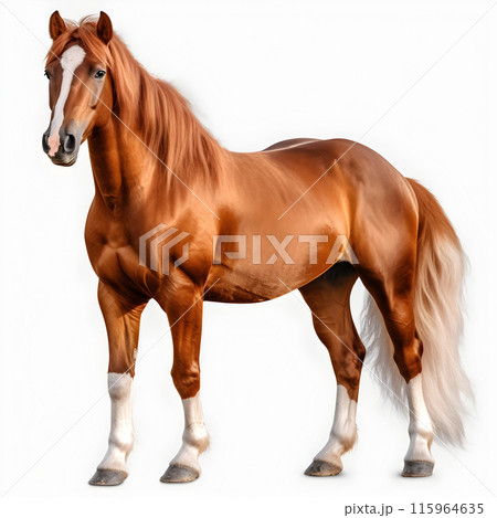 horse white background, horse isolated, Chestnut horse 115964635