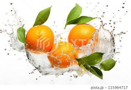 Orange fruits water, orange juice, white background 115964717