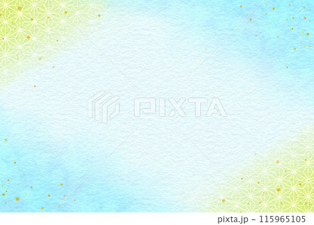 水彩の和フレーム背景 麻の葉 和紙 水彩の和フレーム背景 麻の葉 和紙 115965105