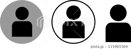 人物ピクトグラム　シルエット　アイコン 上半身アバター　丸囲みセット 115965569