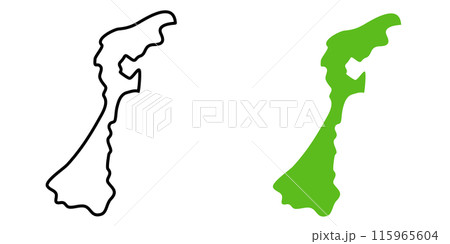 シンプルな日本の石川県の地図のアイコンイラスト 115965604