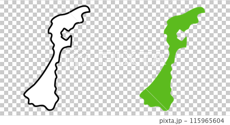 シンプルな日本の石川県の地図のアイコンイラスト 115965604