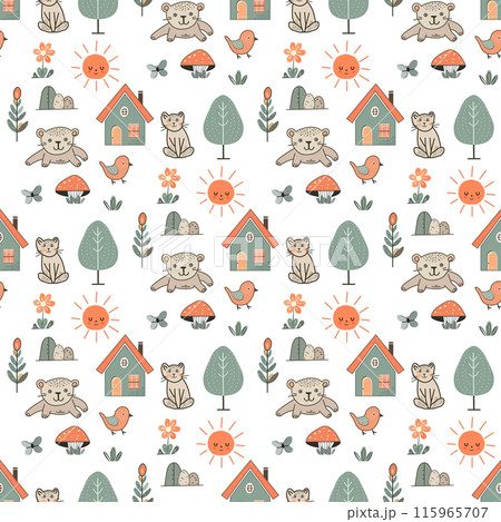 Vector Children's Seamless Pattern Kid Baby Print 115965707