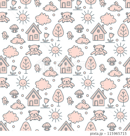 Vector Children's Seamless Pattern Kid Baby Print Vector Children's Seamless Pattern Kid Baby Print 115965715