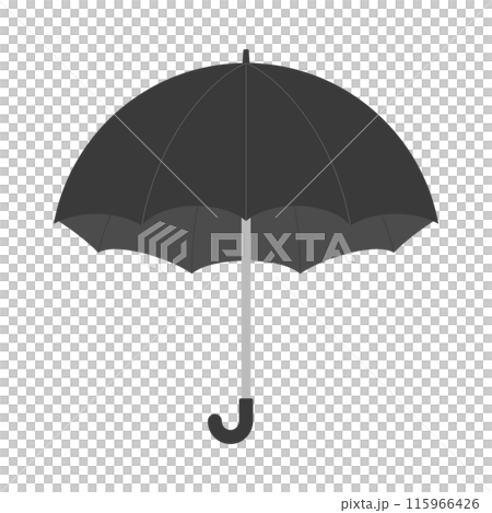 シンプルでおしゃれな黒い傘･日傘のアイコン - 雨･梅雨や日よけ･日焼け対策のイメージ素材 115966426