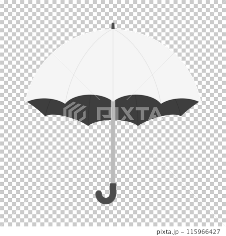 Umbrella/parasol icon with white outside and black inside - Image material for use in both sunny and rainy weather, UV protection, and heat stroke prevention Umbrella/parasol icon with white outside and black inside - Image material for use in both sunny and rainy weather, UV protection, and heat stroke prevention 115966427