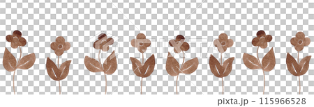 Brown wildflower silhouette. Flower border. Watercolor texture. Ideal for decorating fabrics, wallpaper, dishes and other products 115966528