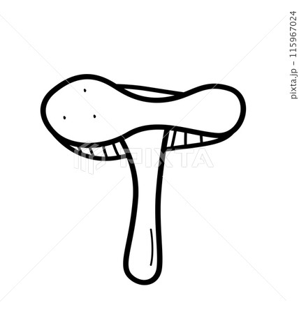 Doodle style mushroom icon vector. Illustration of russula the contour is isolated on white 115967024